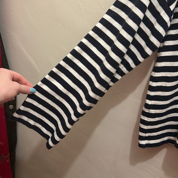 Madewell Easy Crewneck Long-Sleeve Tee in Navy Striped XS - Picture 6 of 7